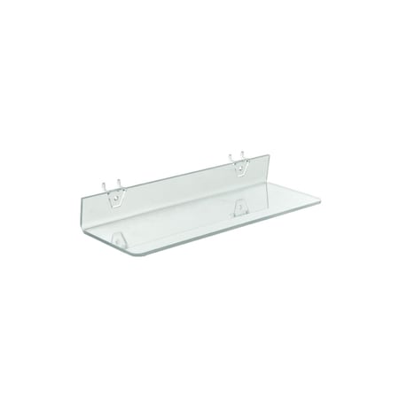 Azar Displays 16"W x 4"D Clear Acrylic Shelf for Pegboard and Slatwall, PK4 556016